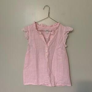 J. Crew — women’s small pink and white striped blouse with eyelet capped sleeves